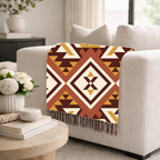 Canyon Weave Throw — 1970s Navajo Diamond Woven Blanket