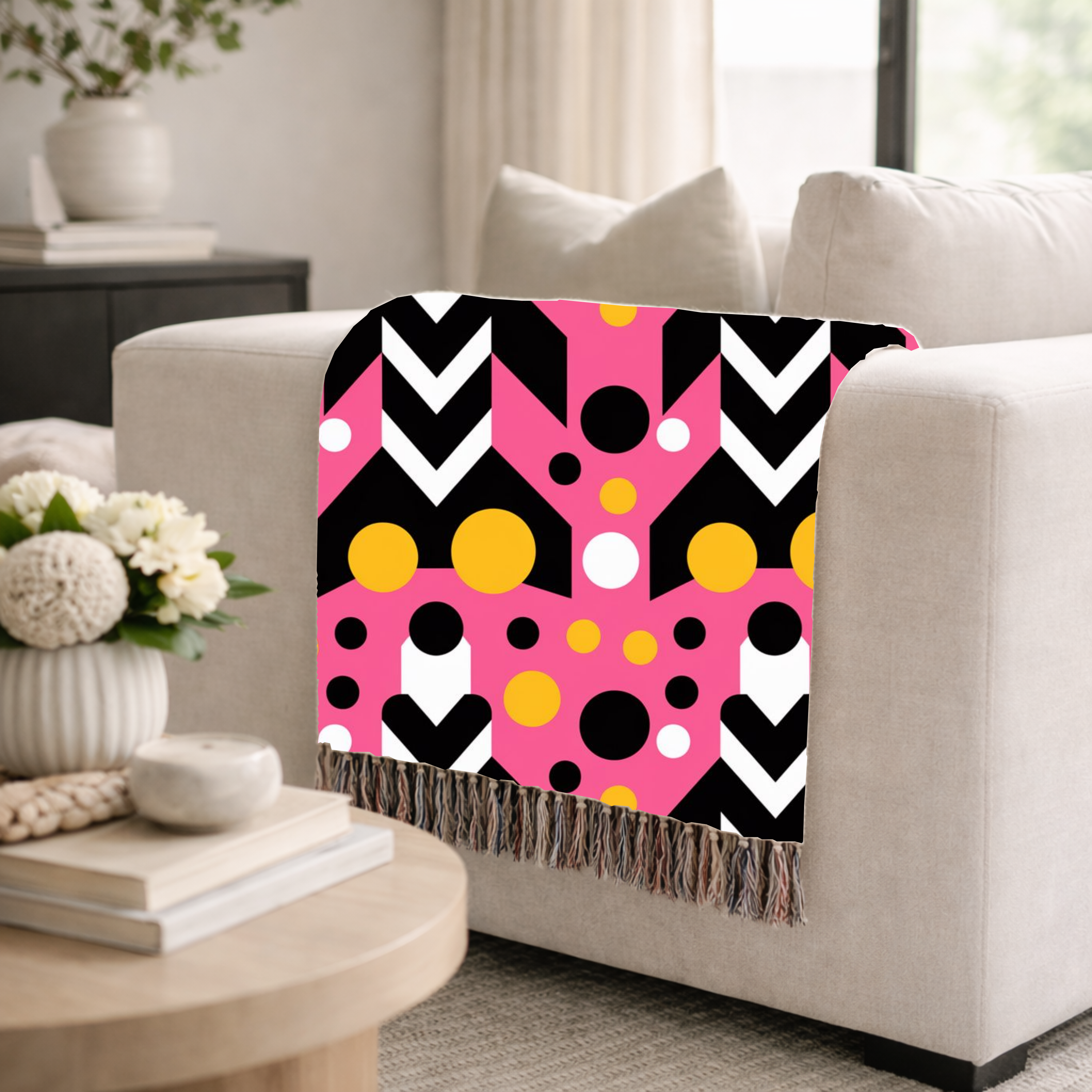 Chevron Pop Throw — 1980s Bold Graphic Woven Blanket