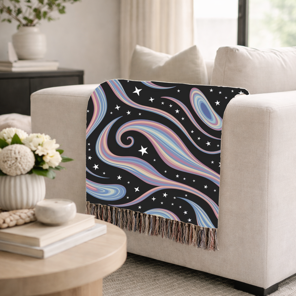 Cosmos Throw — 2000s Y2K Pastel Galaxy Woven Blanket