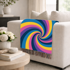 Hypnotic Throw — 1990s Psychedelic Swirl Woven Blanket