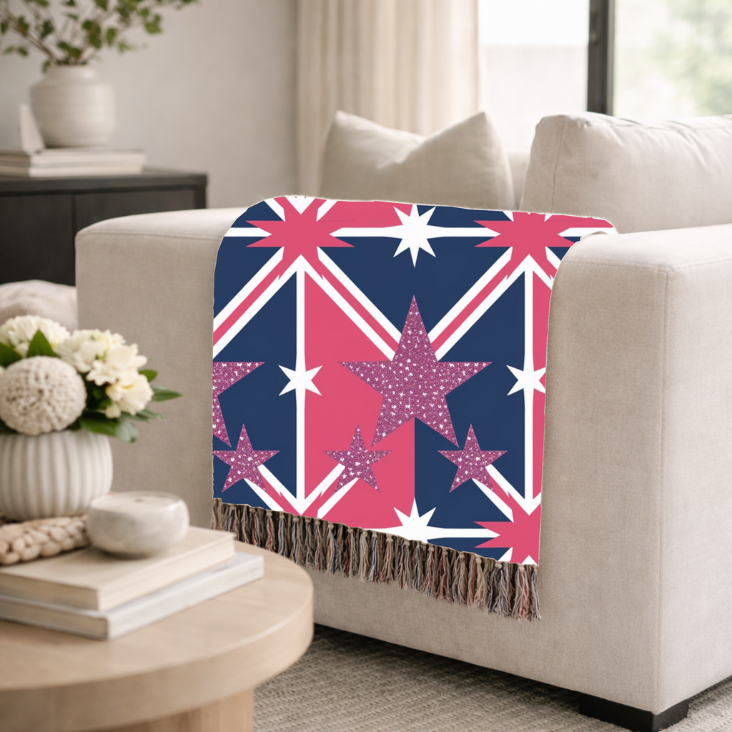 Cool Britannia Throw — 1990s Union Jack & Star Woven Blanket