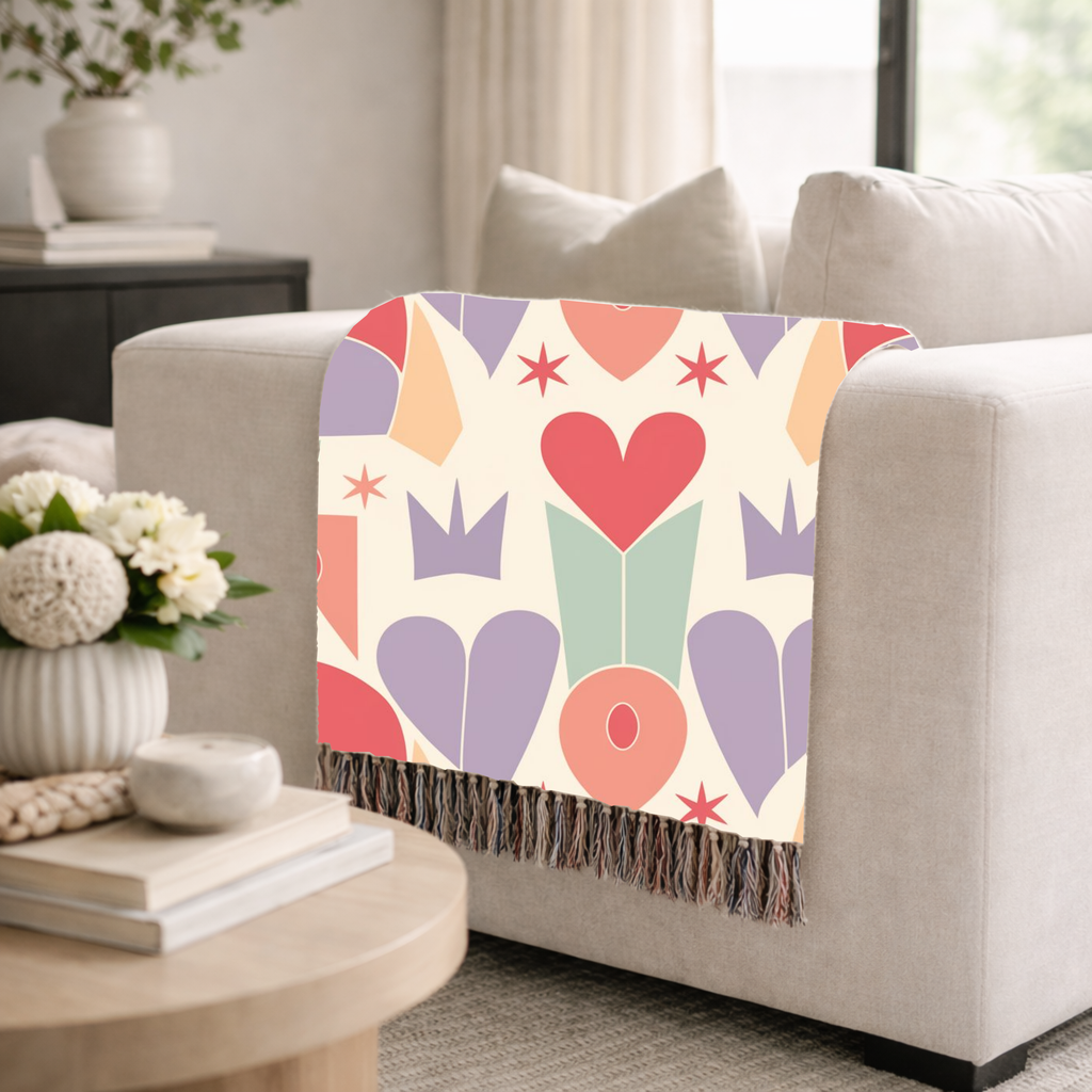 Heart Crown Throw — 1980s Pop Royalty Woven Blanket