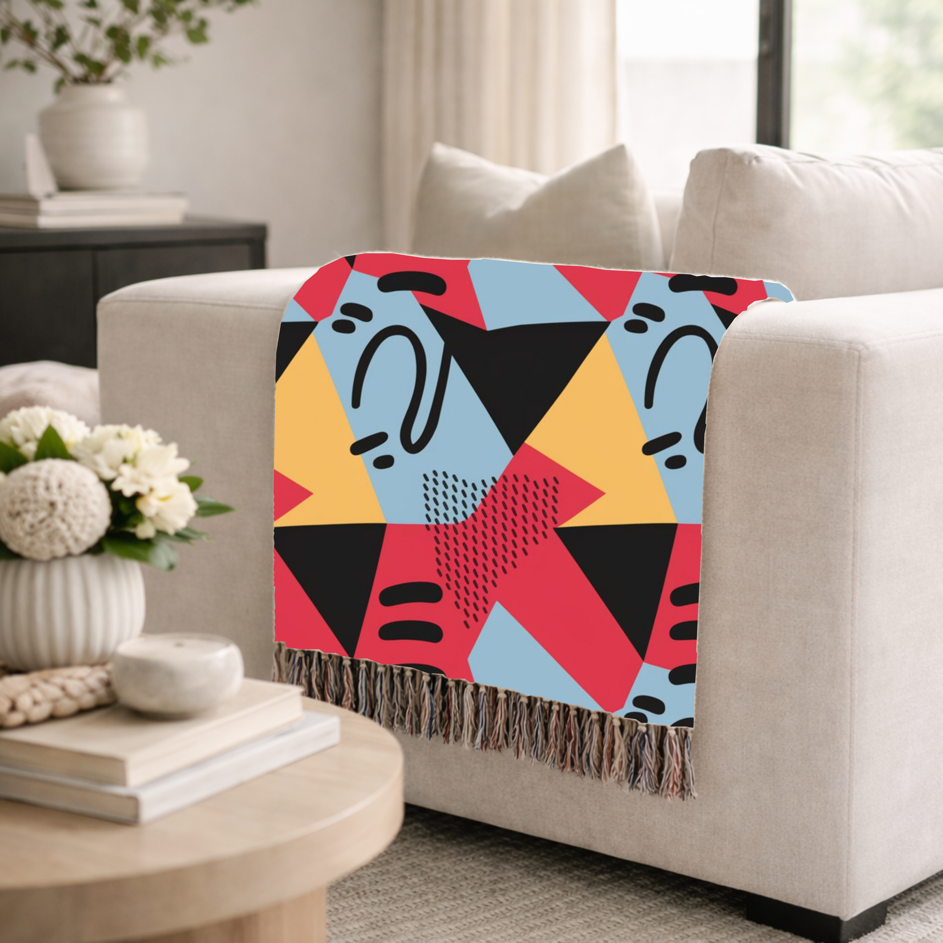 Memphis Night Throw — 1980s Geometric Art Woven Blanket
