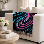 Neon Vortex Throw — 2000s Y2K Neon Flow Woven Blanket