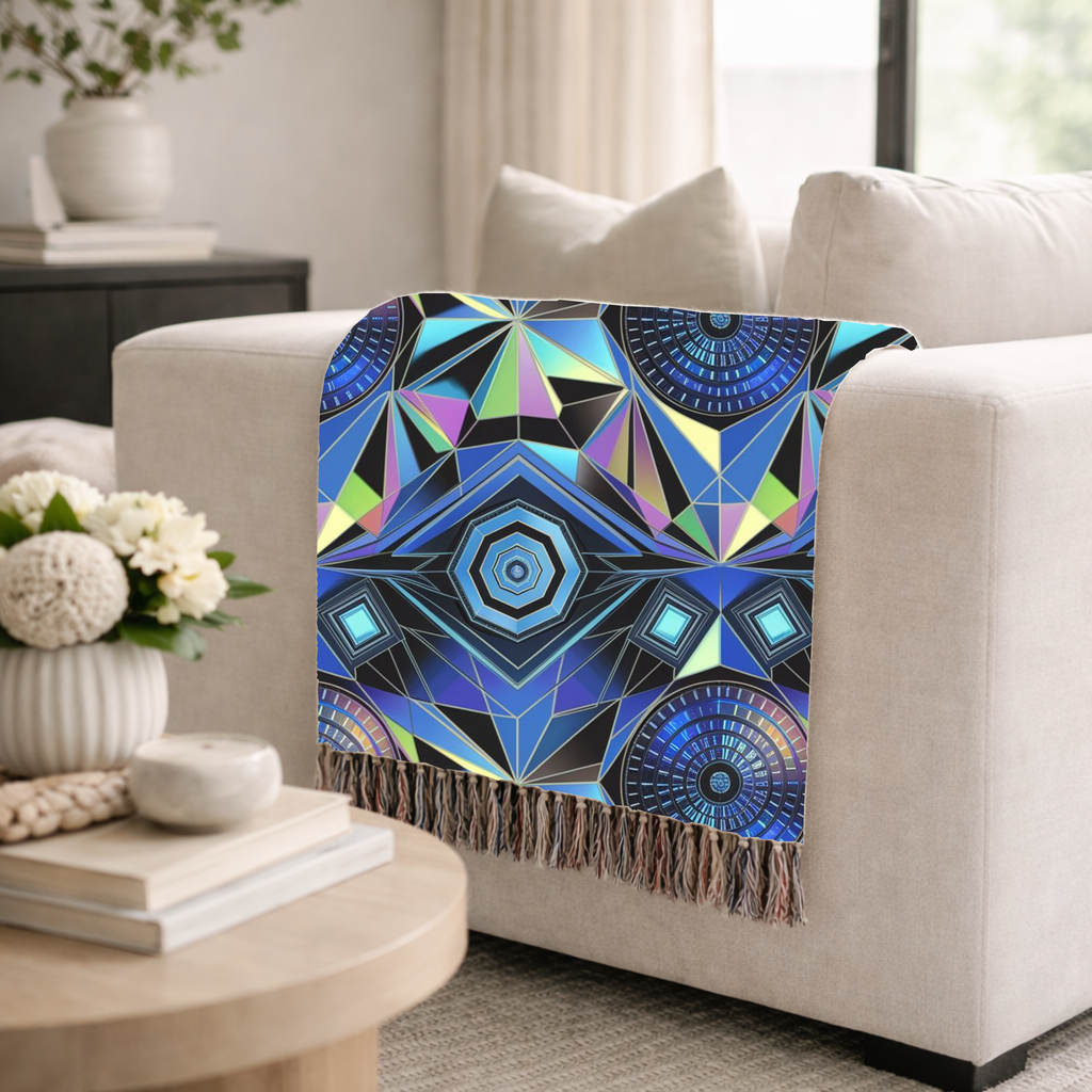 Crystal Throw — 2000s Y2K Kaleidoscope Gem Woven Blanket
