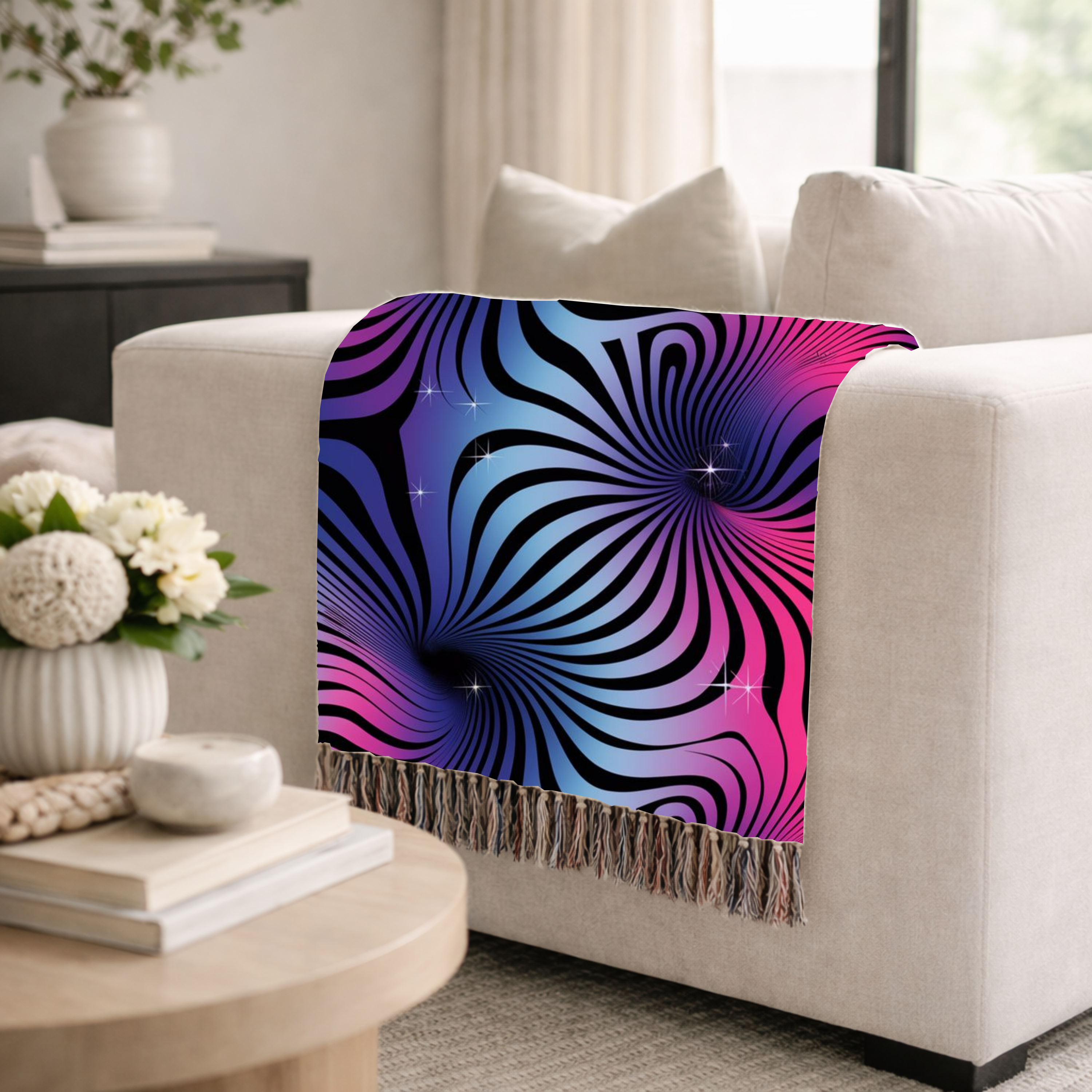 Supernova Throw — 2000s Y2K Stripe Sunburst Woven Blanket