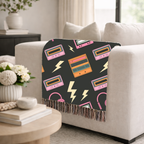 Walkman Throw — 1980s Headphones & Cassette Woven Blanket