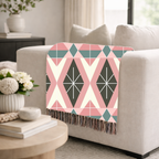 Prism Geo Throw — 1980s Pastel Geometric Woven Blanket