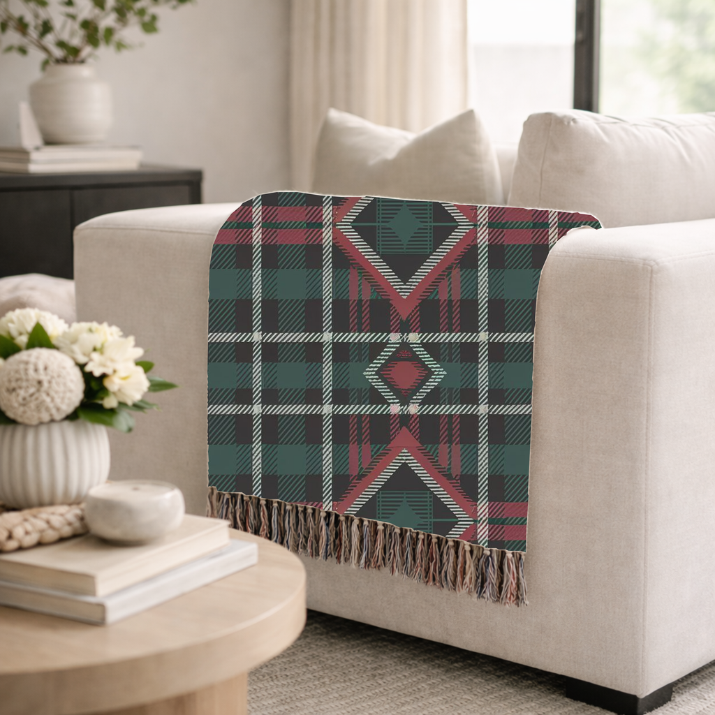 Heritage Throw — 1990s Diamond Tartan Woven Blanket