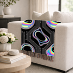 🌈 Plasma Throw — 2000s Y2K Holographic Circuit Woven Blanket