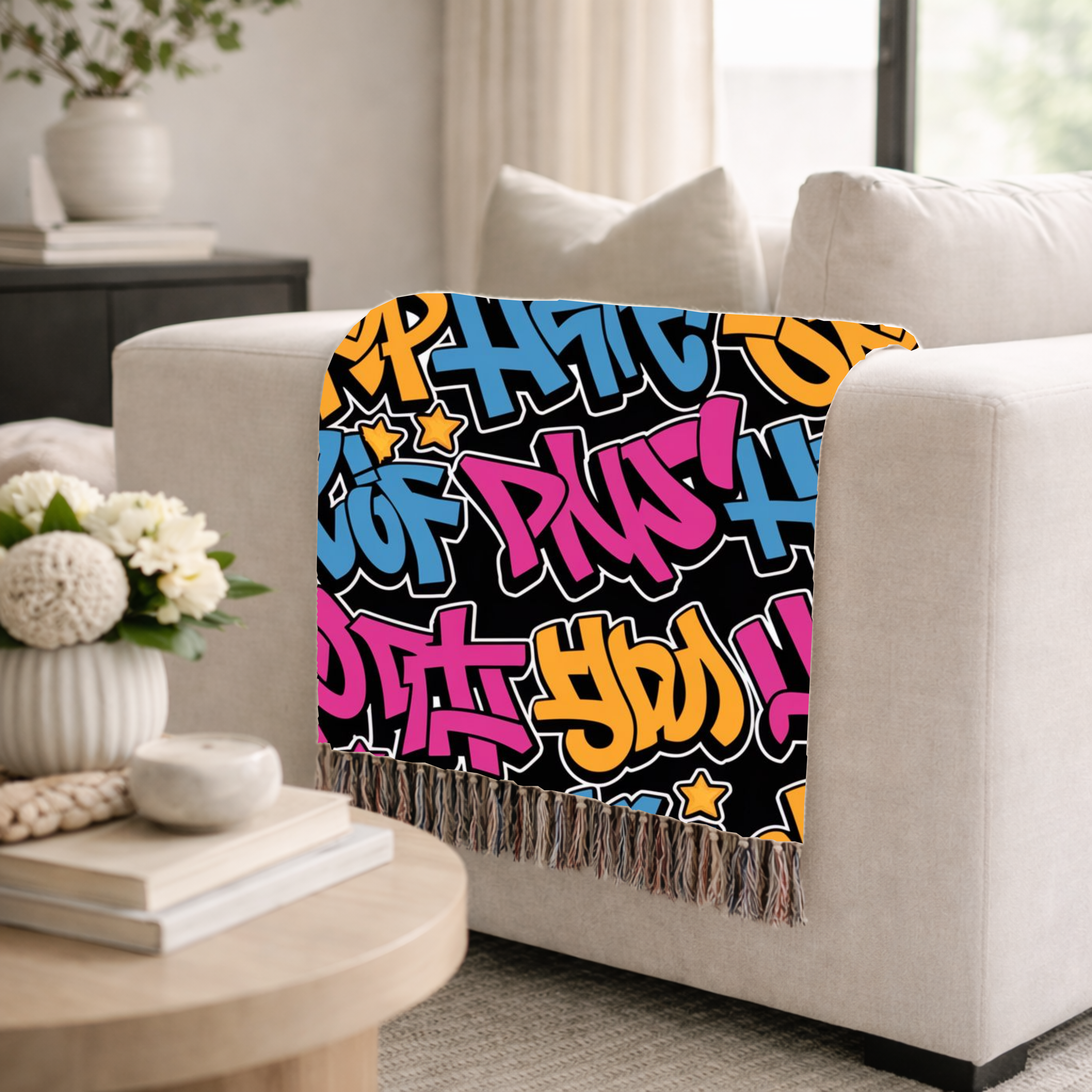 Graffiti Throw — 2000s Hip Hop Street Art Woven Blanket