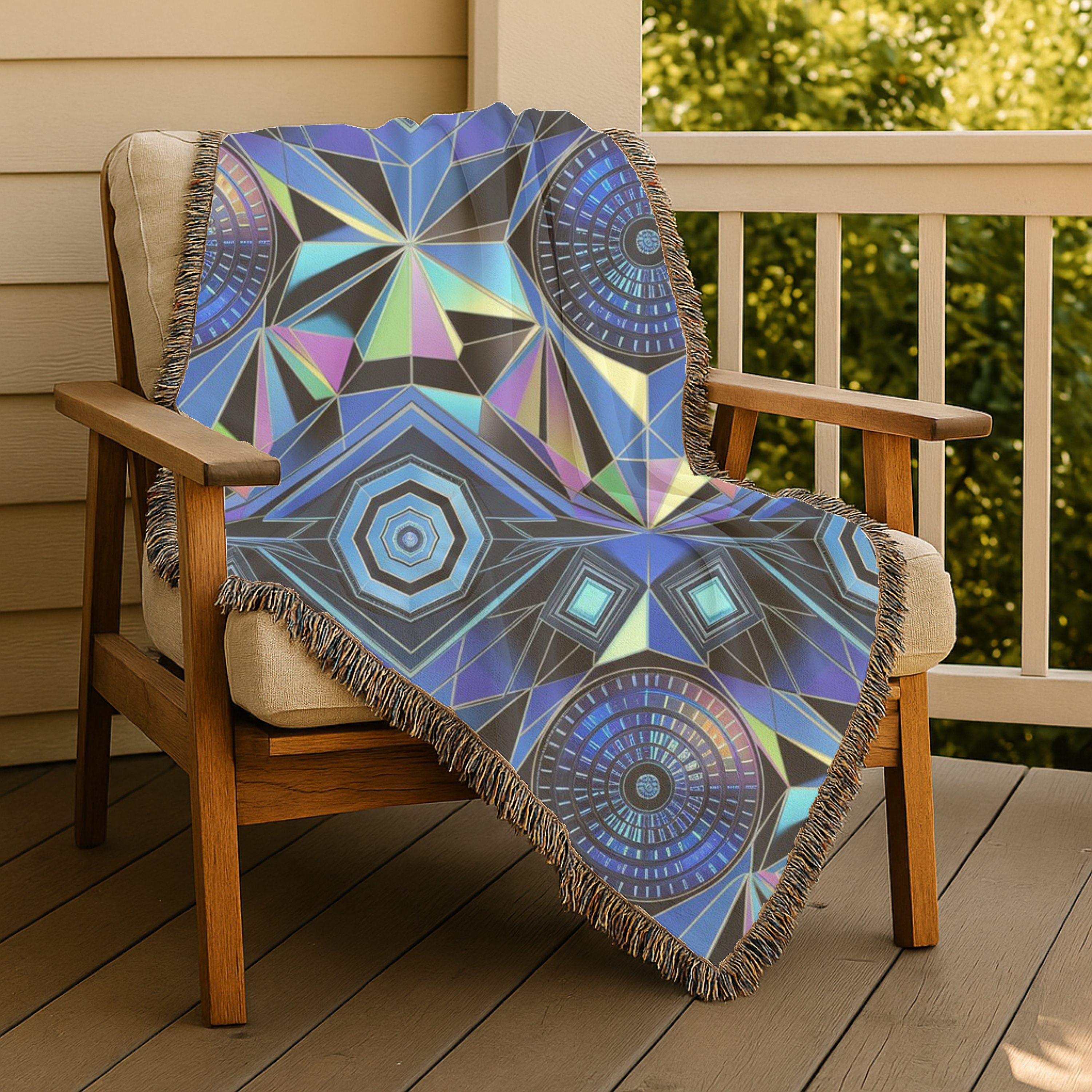 Crystal Throw — 2000s Y2K Kaleidoscope Gem Woven Blanket