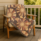 🌻  Tawny Bloom Throw — 1970s Art Nouveau Woven Blanket