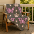 Crown & Wings Throw — 2000s Y2K Butterfly Crown Woven Blanket