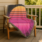 Retrowave Throw — 1980s Synthwave Sunset Woven Blanket