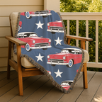 🚗 Cruisin' Throw — 1950s Classic American Car Woven Blanket