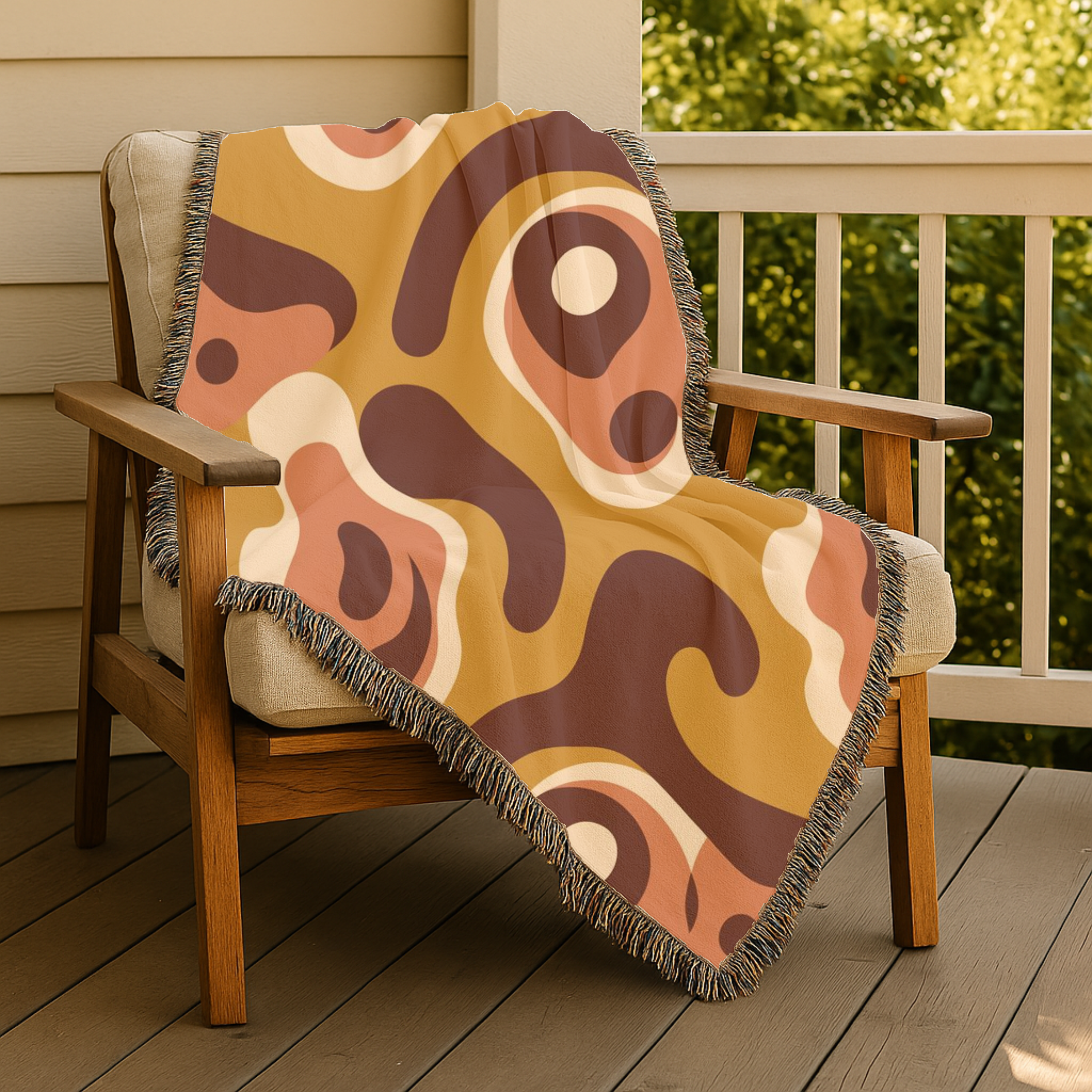 Lava Flow Throw — 1970s Psychedelic Abstract Woven Blanket
