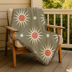 Solar Burst Throw — 1970s Starburst Woven Blanket