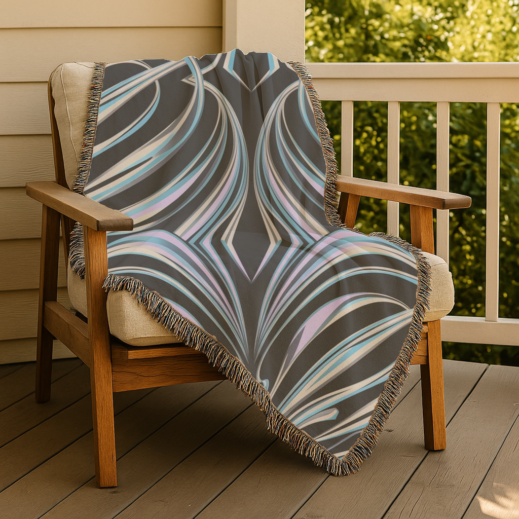 Aurora Throw — 2000s Y2K Iridescent Ribbon Woven Blanket