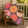 🌼 Velvet Daisy Throw — 1960s Flower Power Woven Blanket