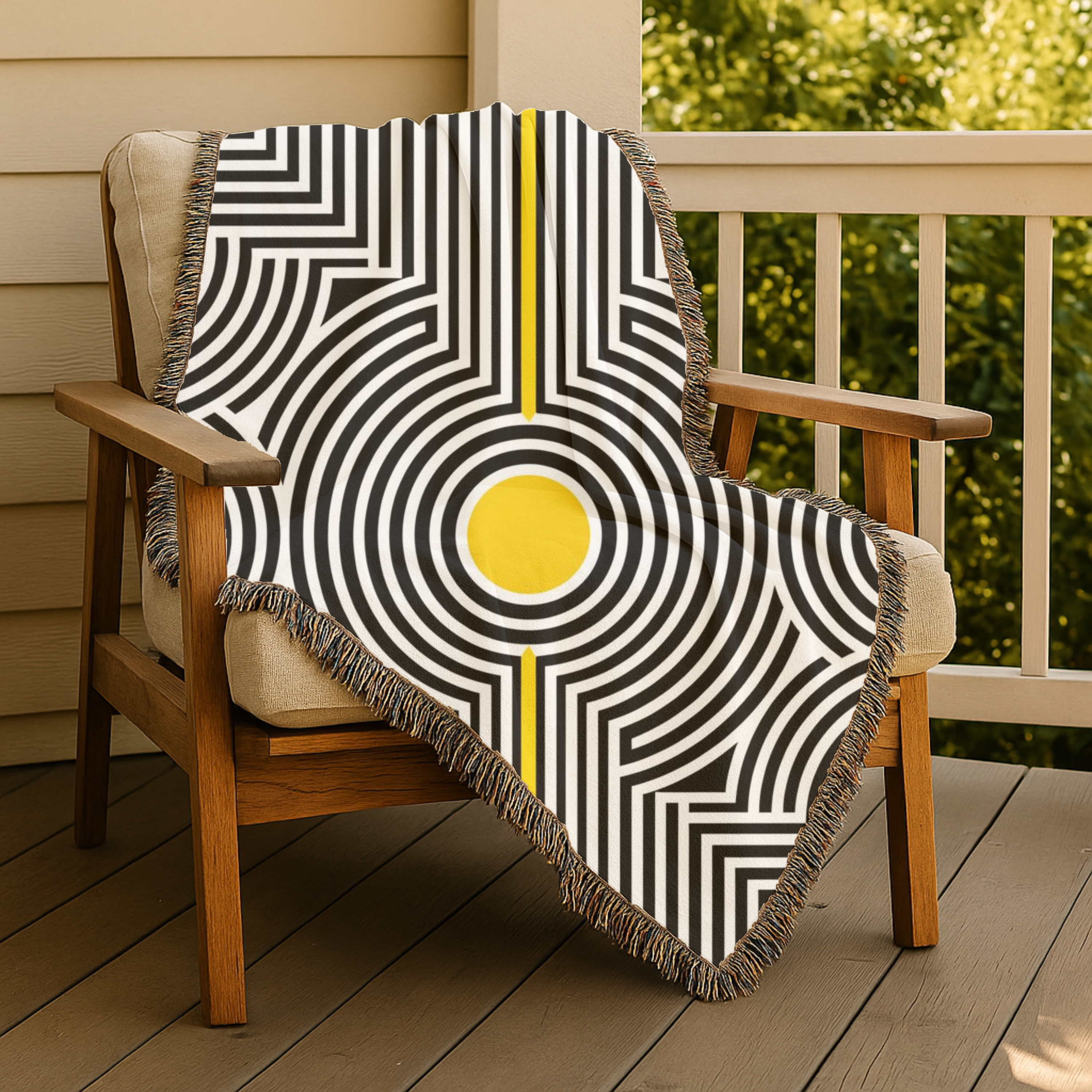 💛 Solar Op Throw — 1960s Op Art Woven Blanket