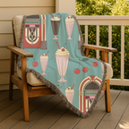 🎵🥤Vanilla Diner Throw — 1950s Jukebox Woven Blanket