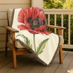 1940s Remembrance Poppy Woven Blanket