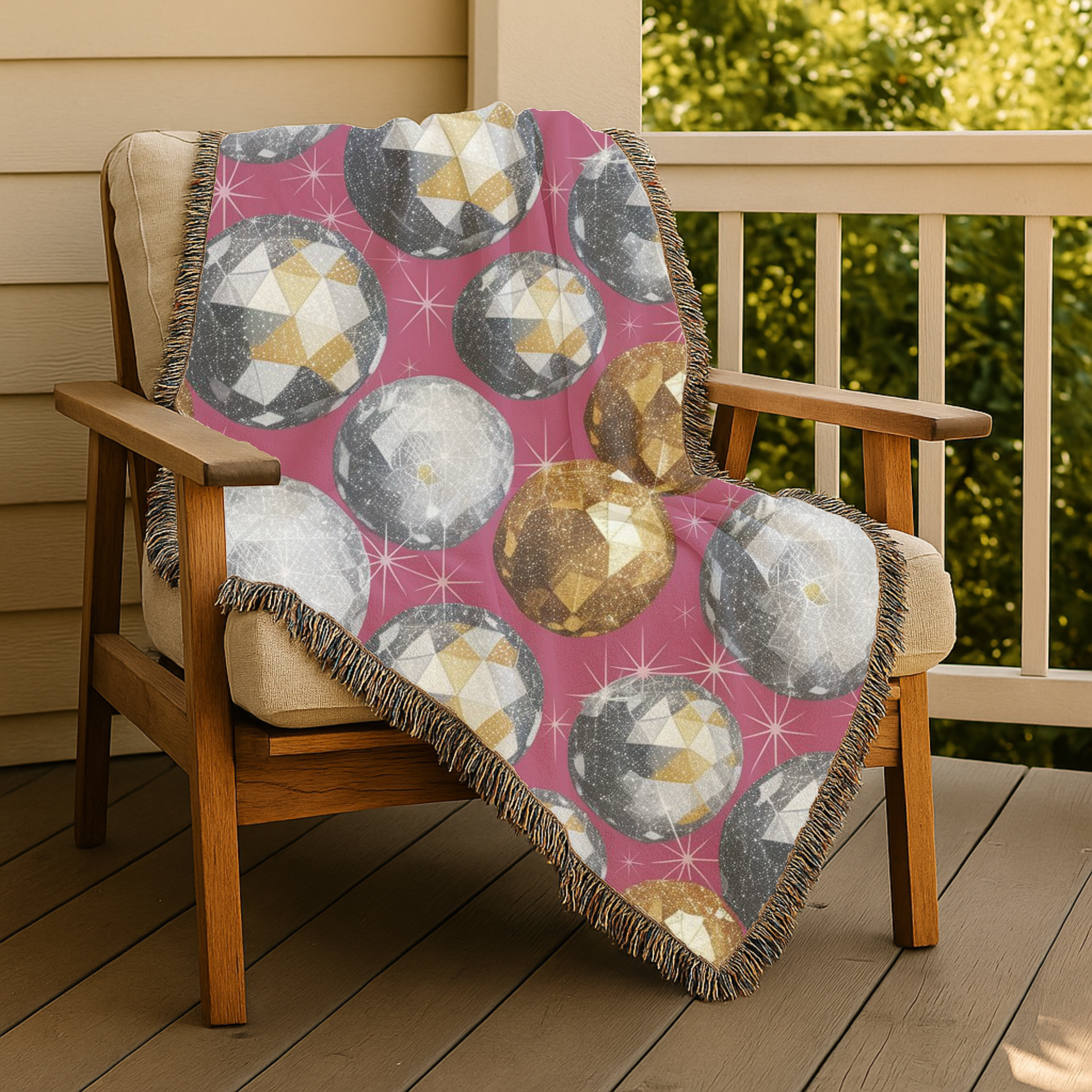 Disco Ball Throw — 1980s Studio Glamour Woven Blanket