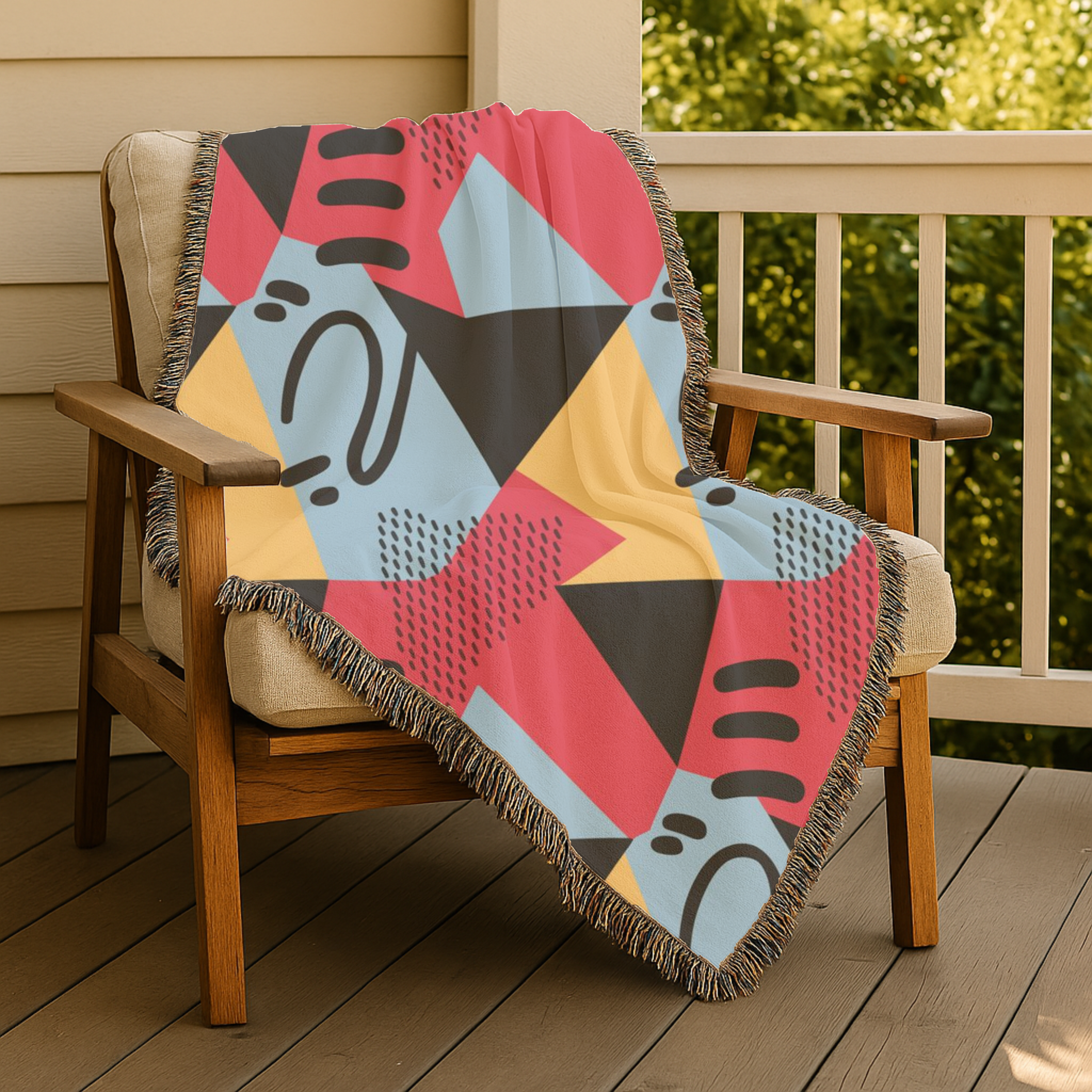 Memphis Night Throw — 1980s Geometric Art Woven Blanket
