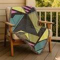 Electric Triangle Throw — 1980s Bold Stripe Geometric Woven Blanket