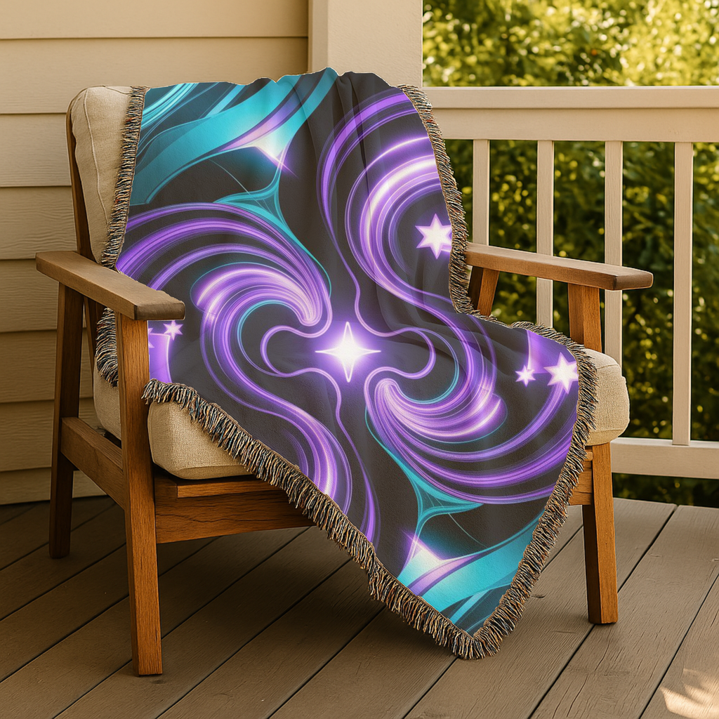 Nebula Throw — 2000s Y2K Neon Swirl Woven Blanket