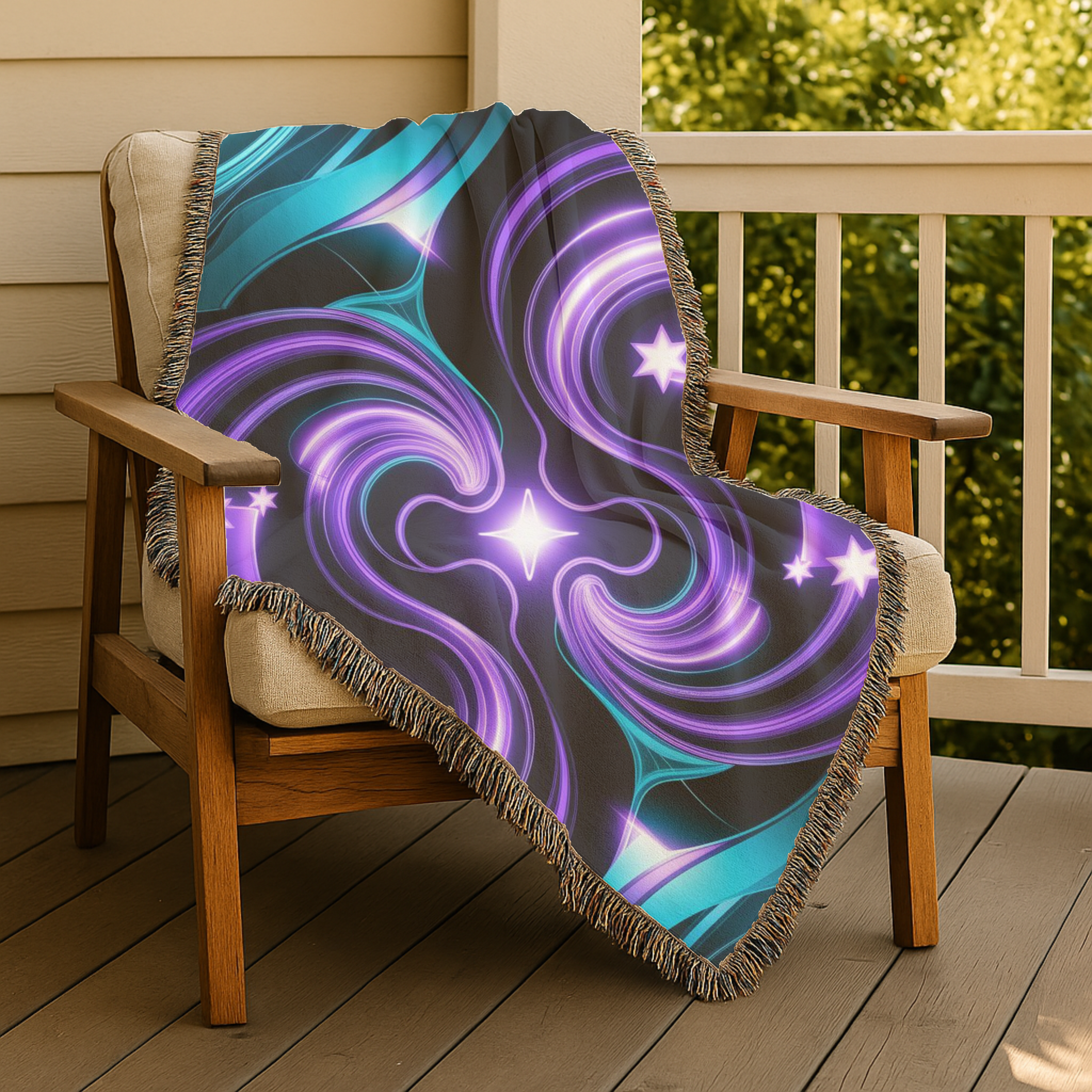 Nebula Throw — 2000s Y2K Neon Swirl Woven Blanket