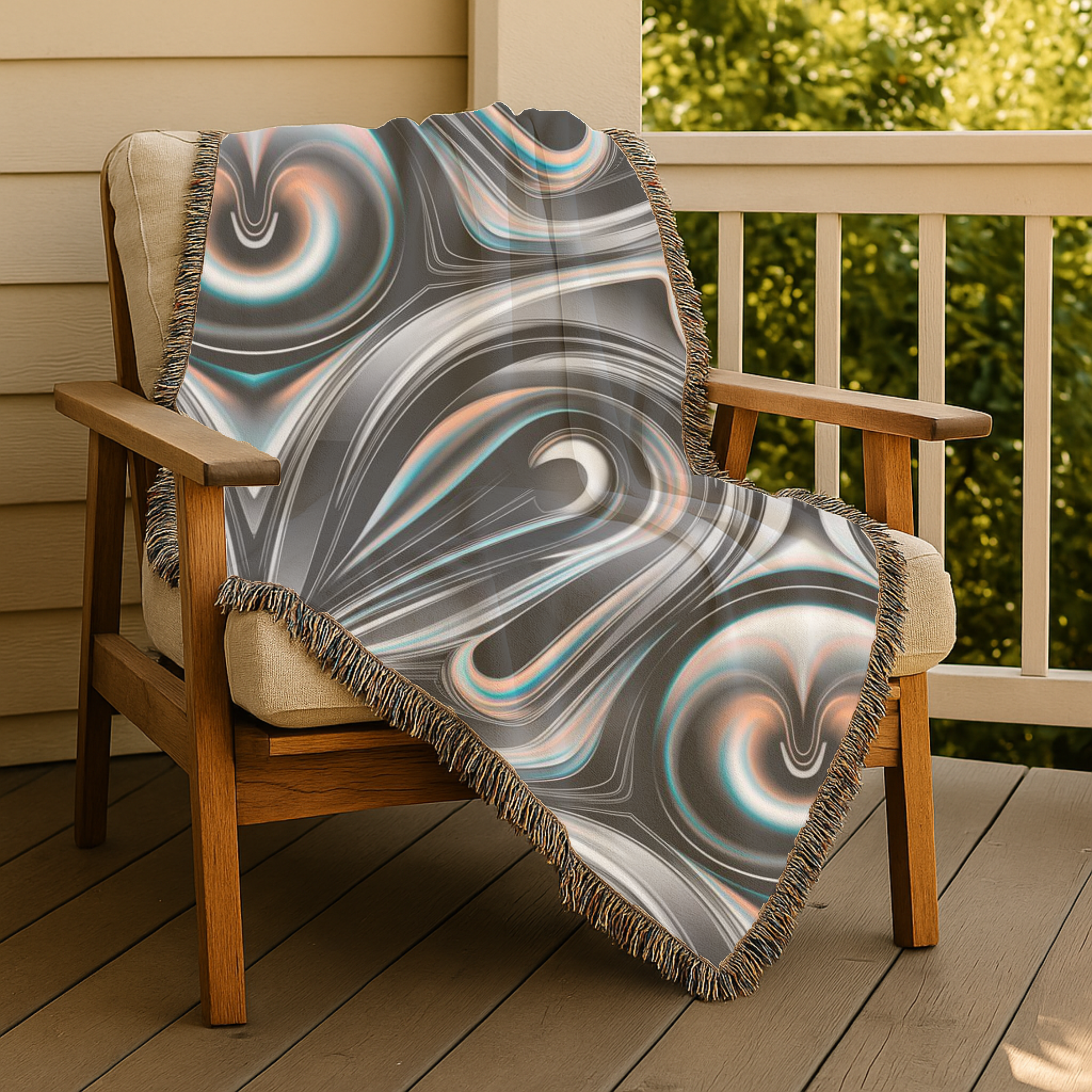 Mercury Throw — 2000s Y2K Chrome & Iridescent Woven Blanket