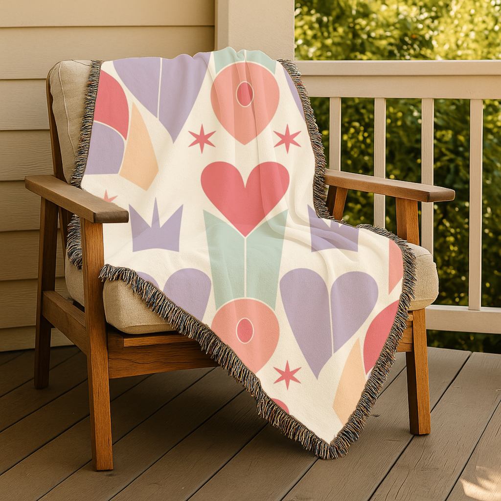 Heart Crown Throw — 1980s Pop Royalty Woven Blanket
