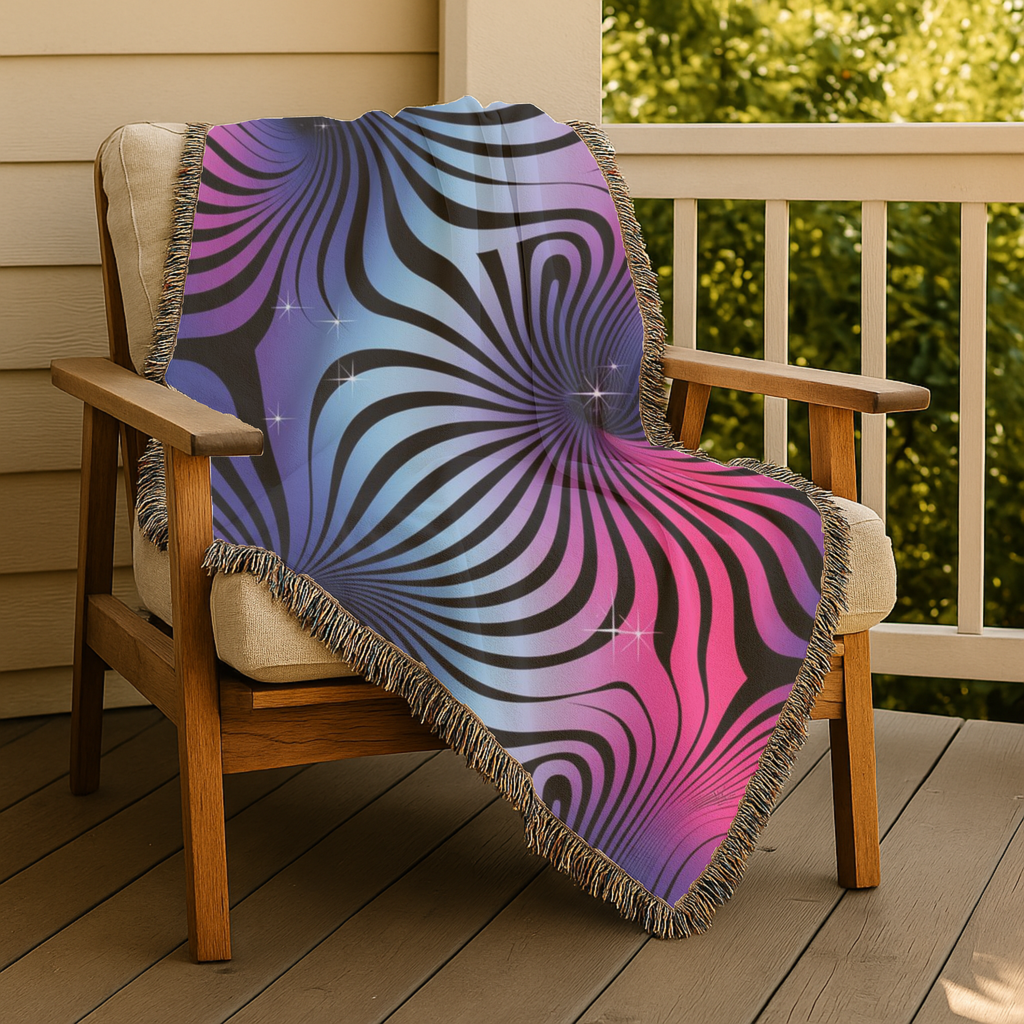 Supernova Throw — 2000s Y2K Stripe Sunburst Woven Blanket