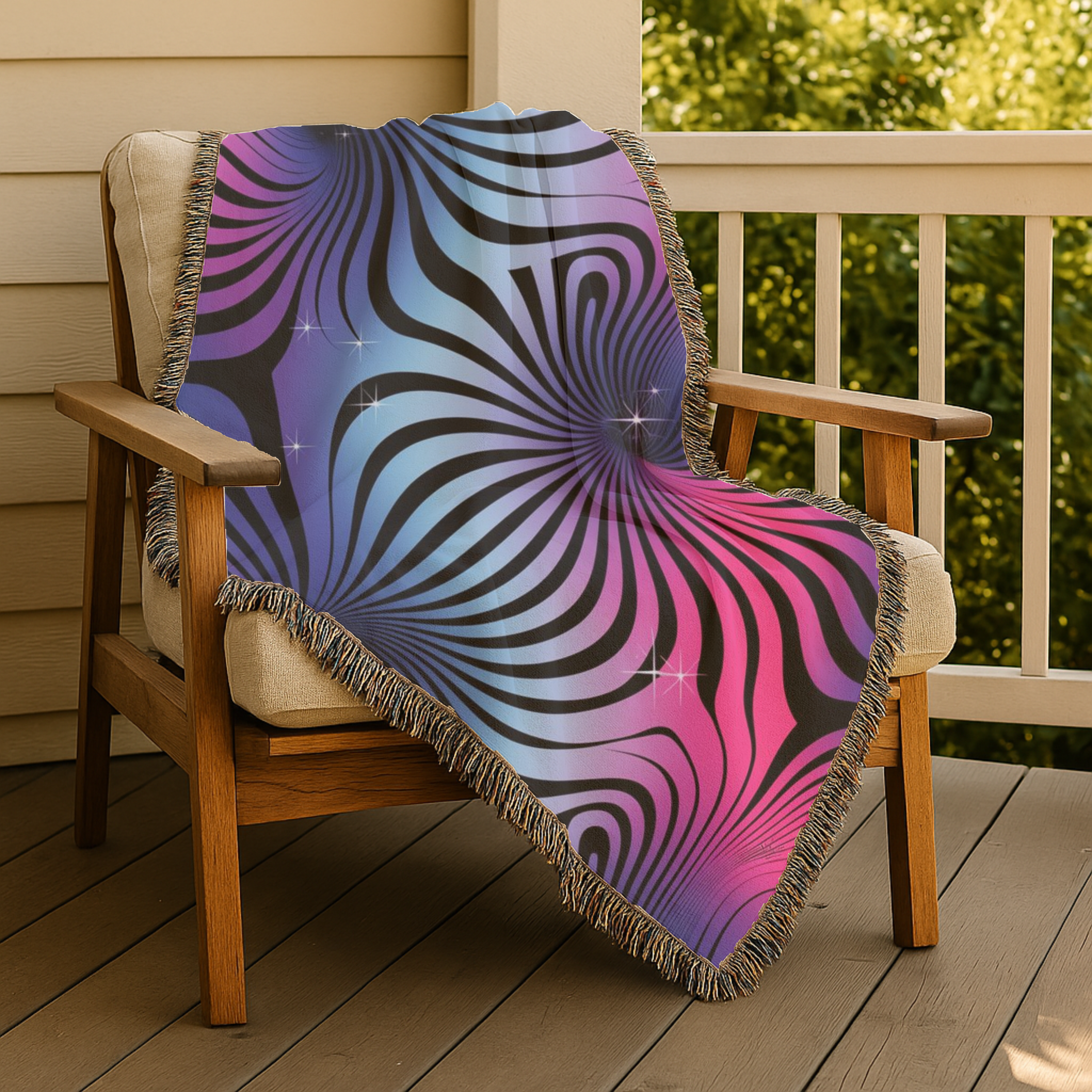 Supernova Throw — 2000s Y2K Stripe Sunburst Woven Blanket