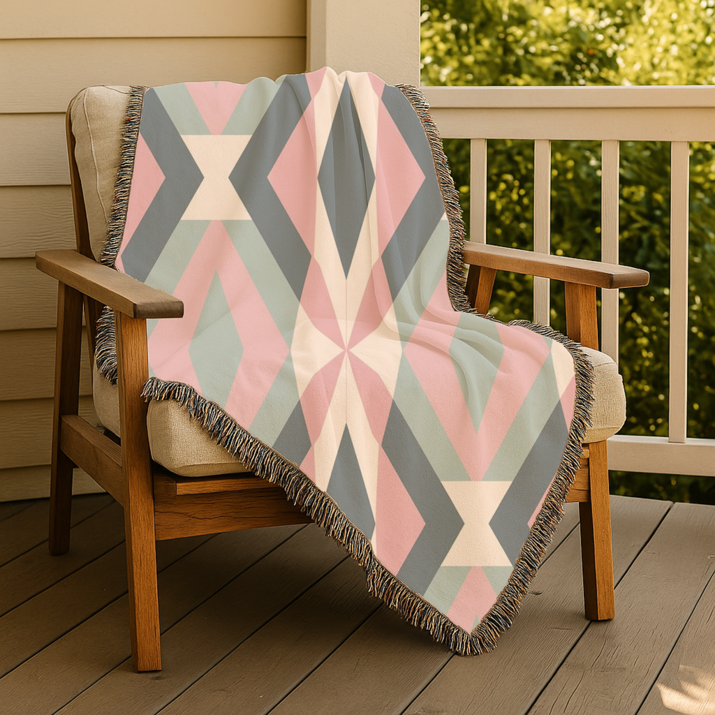 Diamond Lattice Throw — 1980s Pastel Elegance Woven Blanket