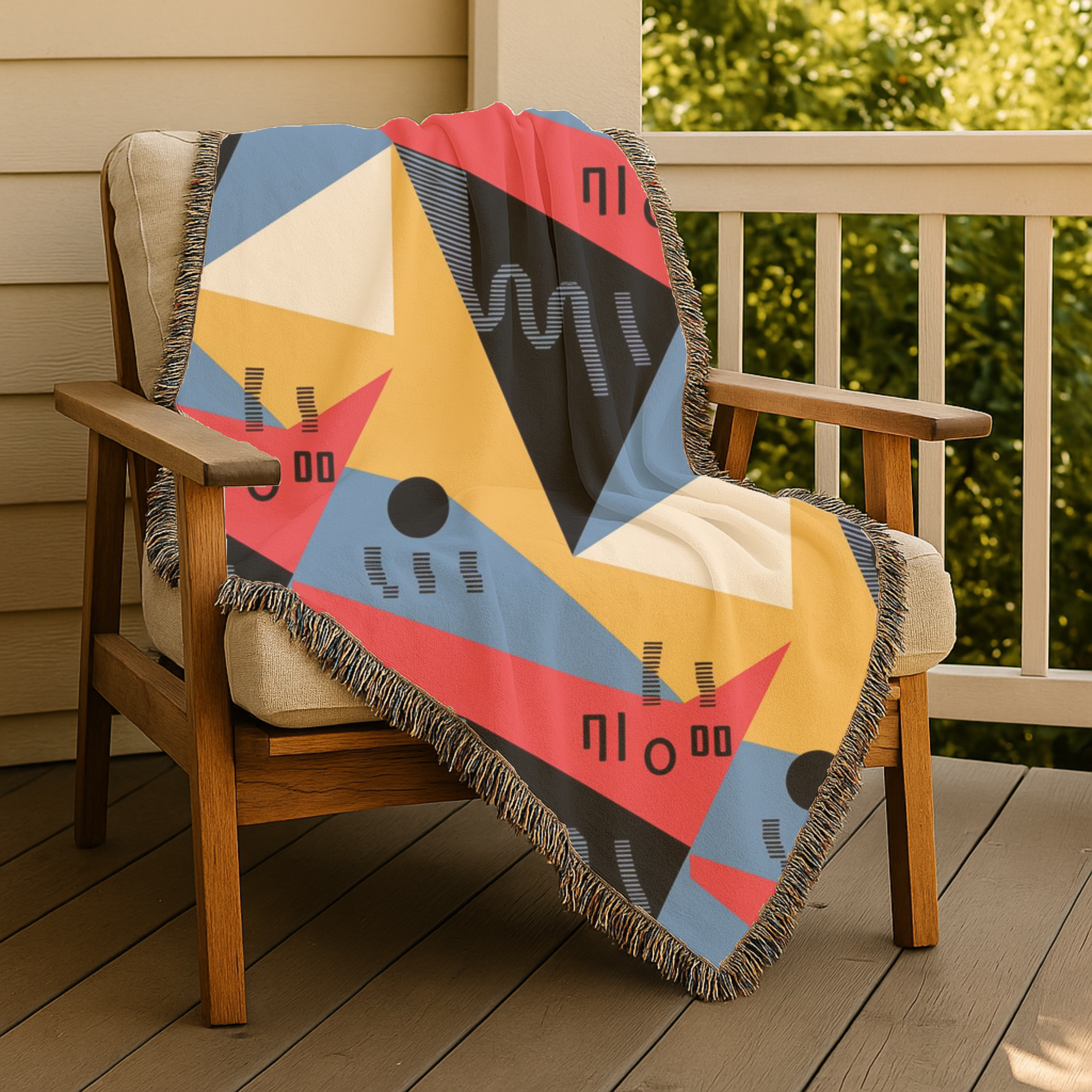 Memphis Sunshine Throw — 1980s Bold Geometric Woven Blanket