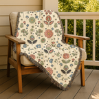 Meadow Ditsy Throw — 1940s Folk Floral Woven Blanket