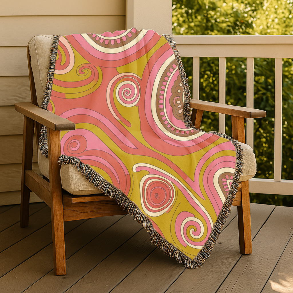 🌈 Summer of Love Throw —1960s Psychedelic Paisley Woven Blanket