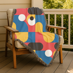 🔴 Primary Pop Throw — 1960s Graphic Art Woven Blanket