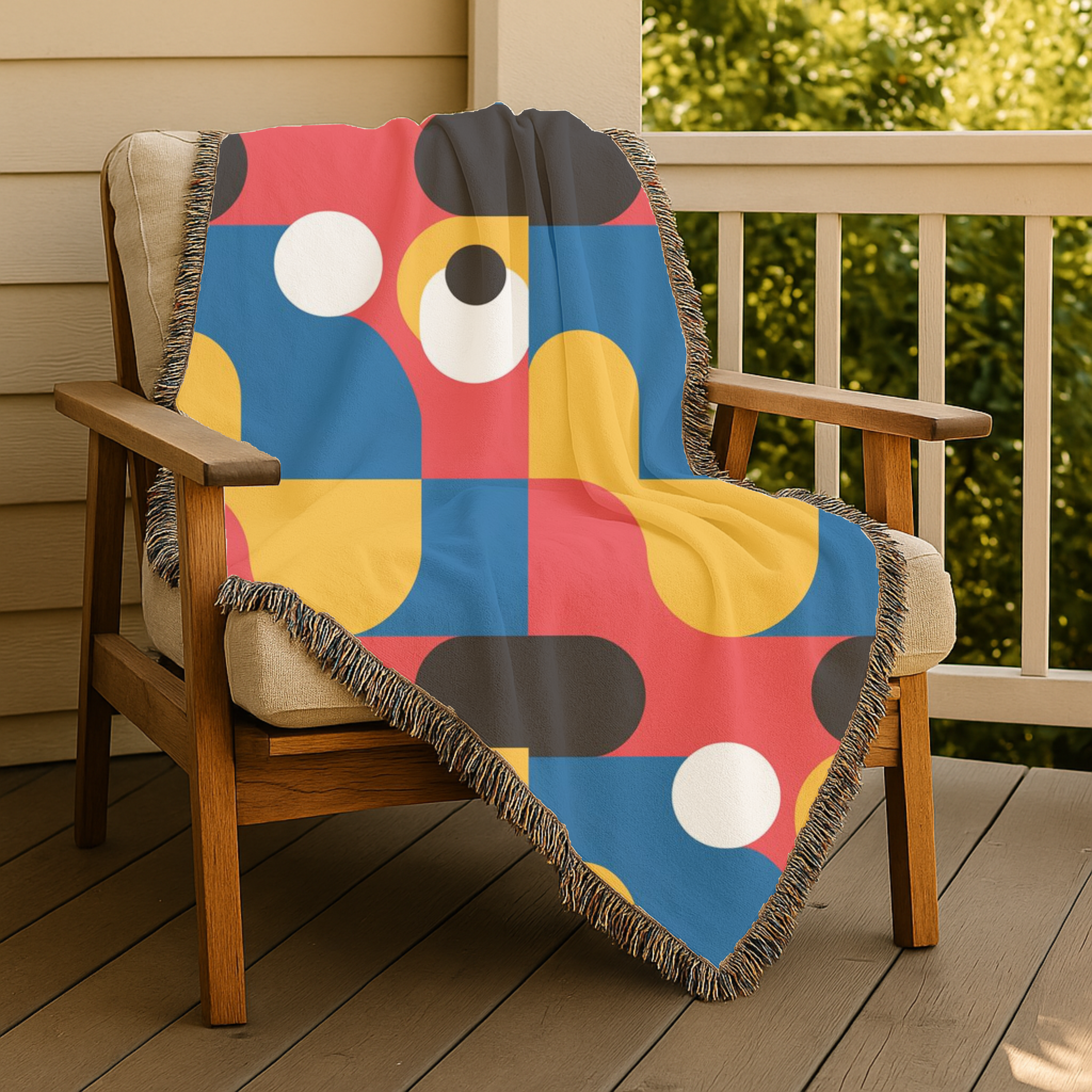 🔴 Primary Pop Throw — 1960s Graphic Art Woven Blanket
