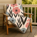 🌸 Nordic Bloom Throw — 1950s Scandinavian Floral Woven Blanket