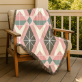 Prism Geo Throw — 1980s Pastel Geometric Woven Blanket