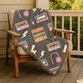 Walkman Throw — 1980s Headphones & Cassette Woven Blanket