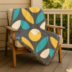 Mod Petal Throw — 1960s Geometric Botanical Woven Blanket