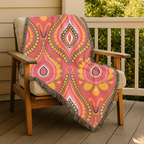 🔴 Marrakech Throw — 1970s Bohemian Paisley Woven Blanket