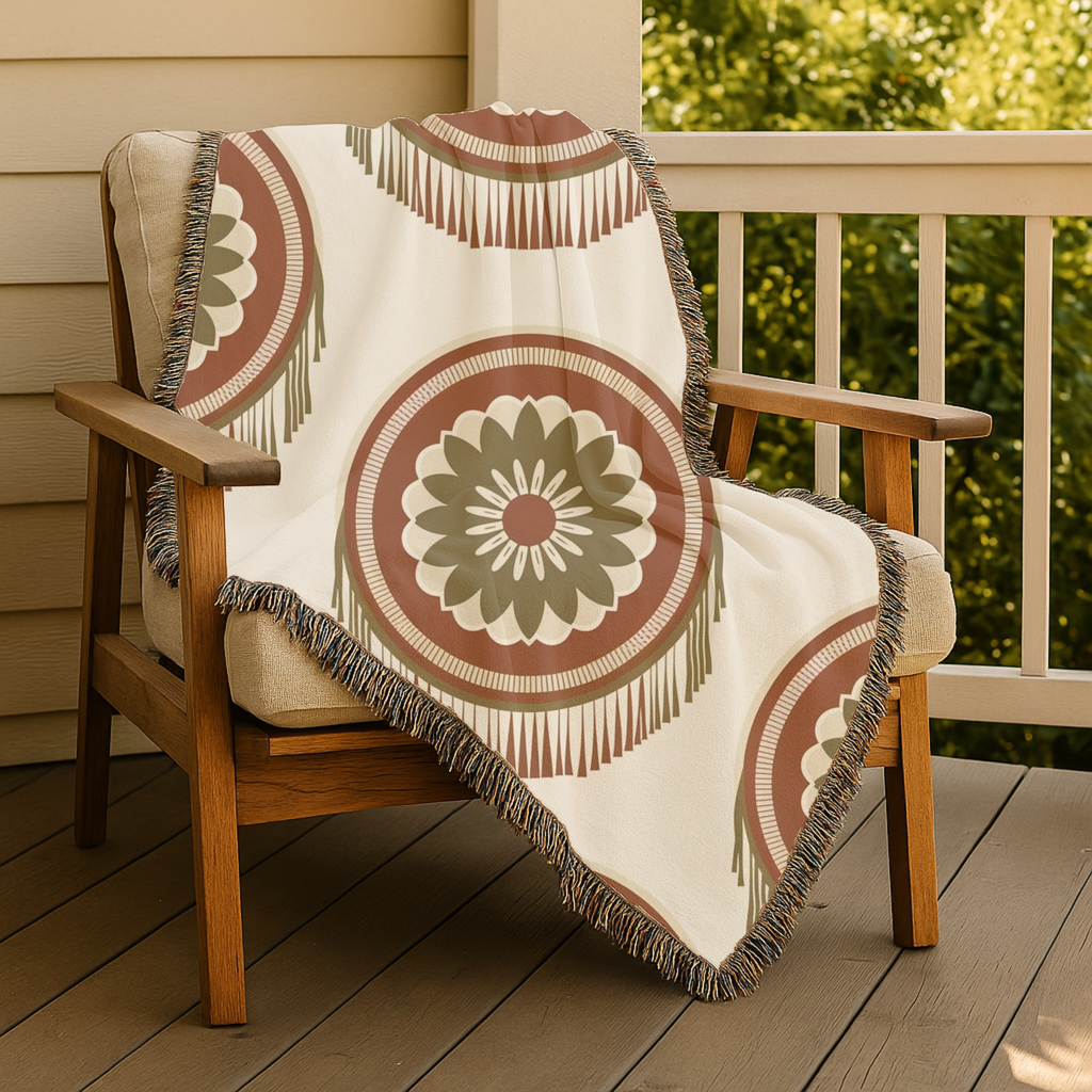Dreamcatcher Throw — 1970s Bohemian Circle Woven Blanket