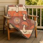 Stripe Shroom Throw — 1970s Retro Stripe Woven Blanket