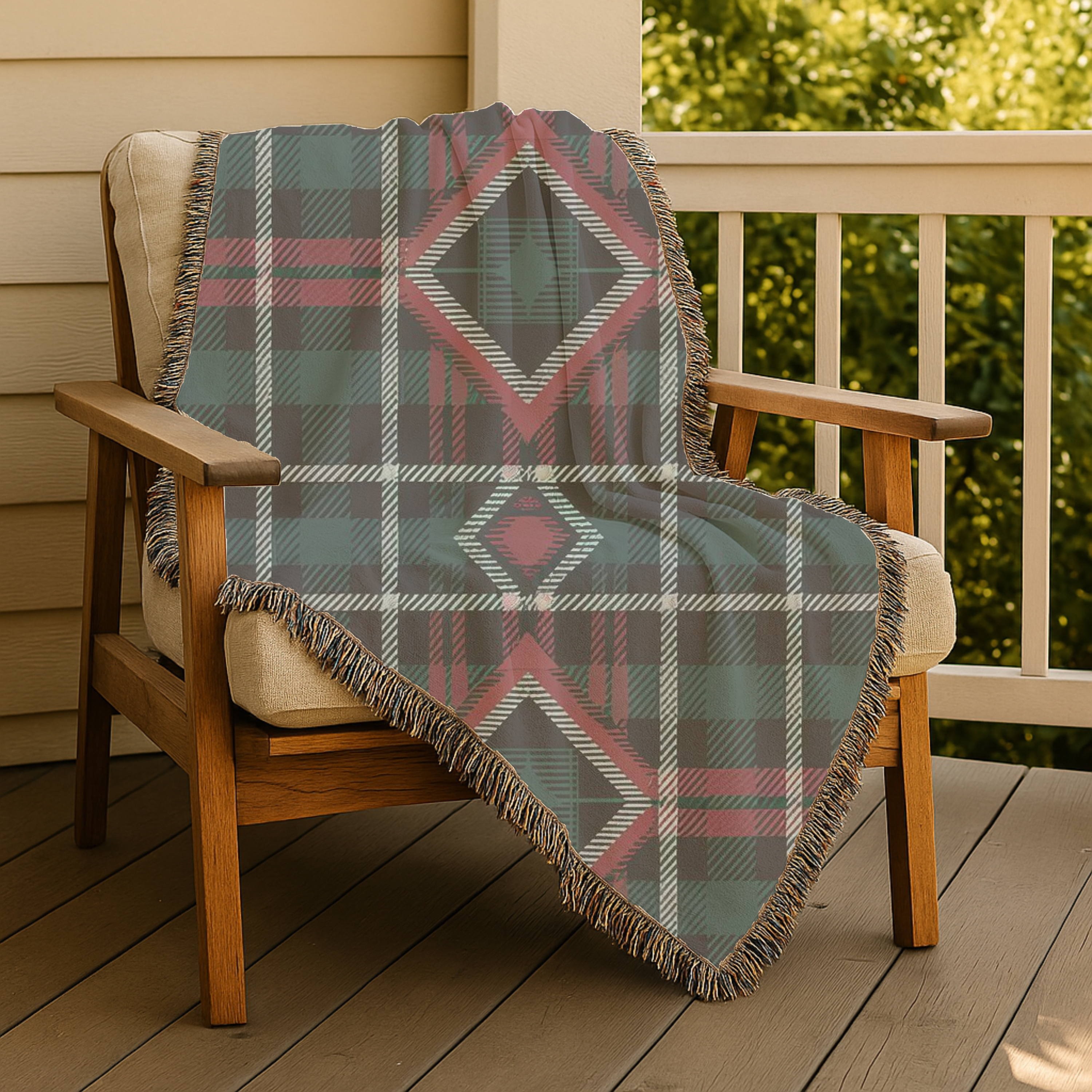 Heritage Throw — 1990s Diamond Tartan Woven Blanket